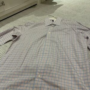 Brioni Light Blue and Pink Plaid Shirt